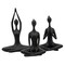 Kingston Living Set of 3 Black Solid Yoga Ladies Figurines 10"